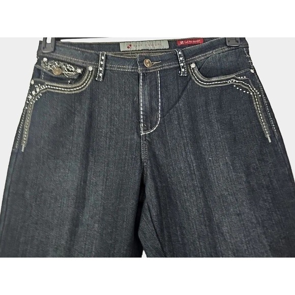 Gene Culture ~Woman Size 12~ Dark Wash Denim Mid Rise Boot Cut Jeans Black. - Picture 12 of 12